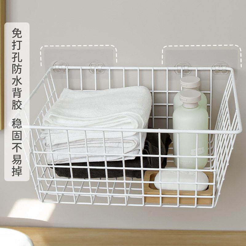 免打孔墙上置物架挂墙墙壁宿舍神器挂篮化妆室浴室收纳层架脏衣篮