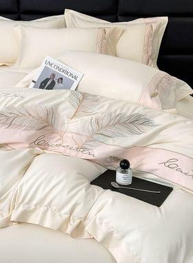 高端轻A类棉80支长绒BTI四件套奢纯棉床单床笠刺绣1被套裸睡床上