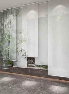 中式卷帘客厅办公室无品牌/书房半透新明花厅印隔餐断帘挂帘可做