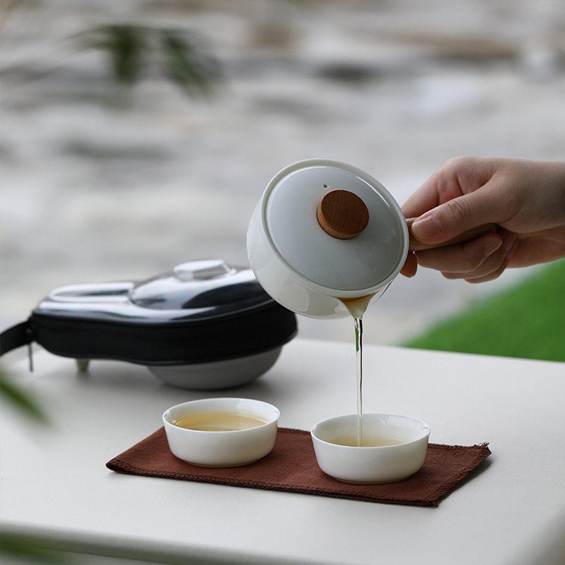 几欢旅行茶具套装便携式茶壶户外露营旅游泡茶一壶三杯小套快客杯