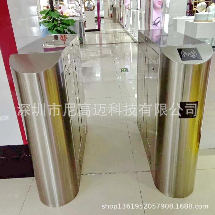 尼高迈单通道智能圆弧翼闸摆闸不锈钢人行道三辊闸工地学校门禁机