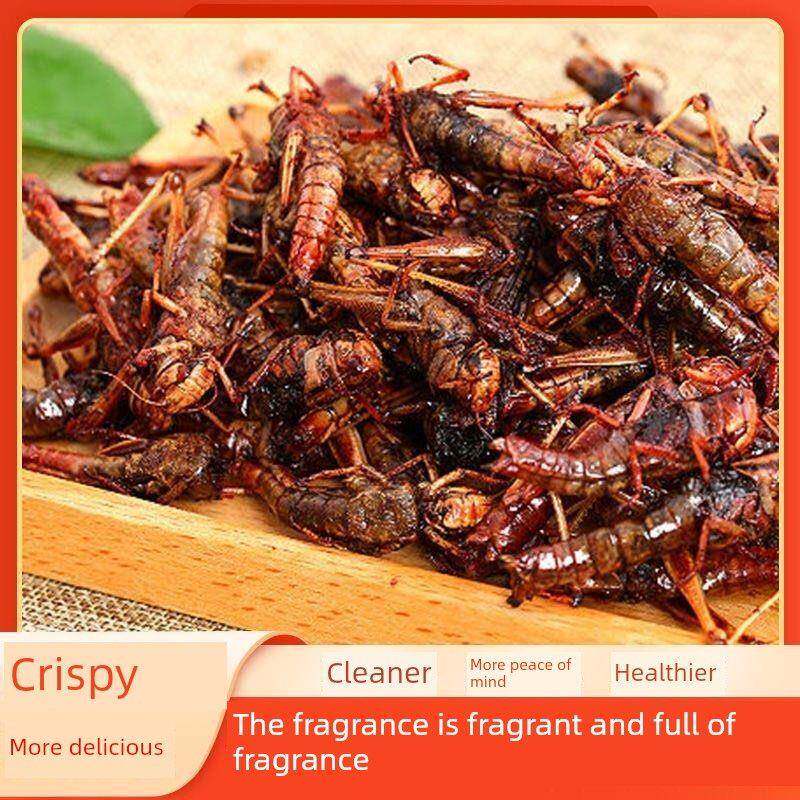新鲜蚱蜢油炸即食脆皮蚱蜢可食用即食蚱蜢小吃辣虫子蝎子熟食低