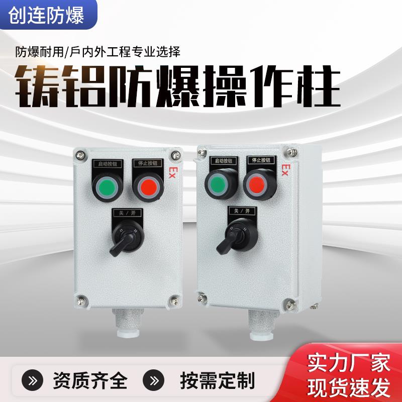 铸铝防爆操作柱三防挂式操作柱壁挂式就地远程操作按钮箱非标定制