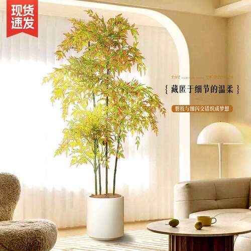 仿真绿植南天竹高端轻奢仿生植物客厅落地盆栽摆件室内假绿植装饰