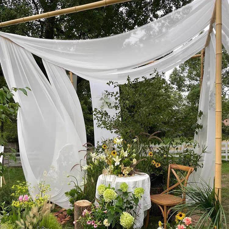 半透明纱幔婚庆装饰纱透光不透人婚庆帷幔纱幔白色背景纱布料