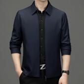 爸装 X新款 中老年翻领外套领干部导 爸商务休闲夹克春茄秋N911 男士