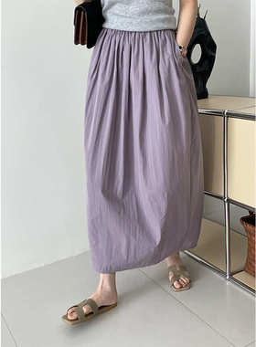 滔川【紫色花苞裙】小众肌理皱感气质半身裙高腰显瘦长裙女2538