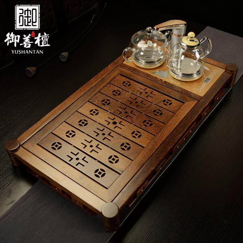 鸡翅木茶盘四合一全自动加水抽水电磁炉茶具套装红木茶台厂家直销