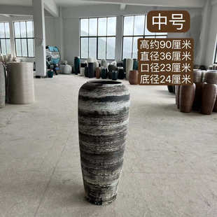 摆件粗花艺落景德镇酒店陶罐复古花瓶套装花插装饰仿真陶地大陶瓷
