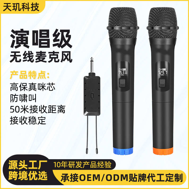 一拖二无线麦克风户外音响扩音电脑功放舞台设备声卡手持话筒跨境