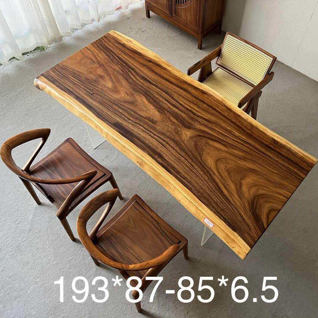 尺寸：193-87-85-6.5胡桃木大板餐桌茶桌