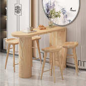 北欧家用原木吧台桌客厅隔断创意高脚桌子靠窗现代吧台一体式 餐桌