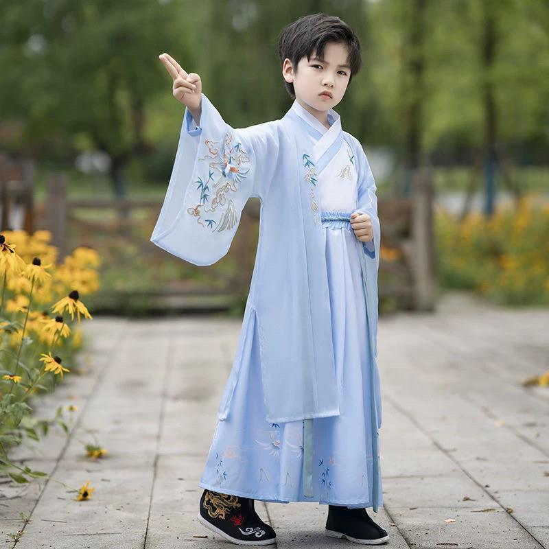 儿童古装汉服男童古诗词朗诵兰亭集序演出服魏晋书童开笔礼国学服