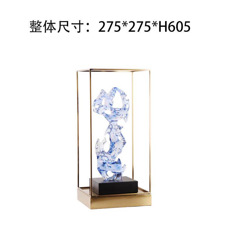 创意新中式现代透明树脂假山石摆件客厅茶几书桌玄关家居饰品摆件