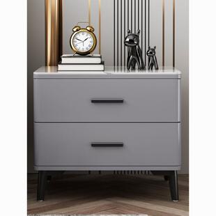 烤漆床头柜轻奢现代卧室极简高端全实木床边柜整装储物柜2026新款