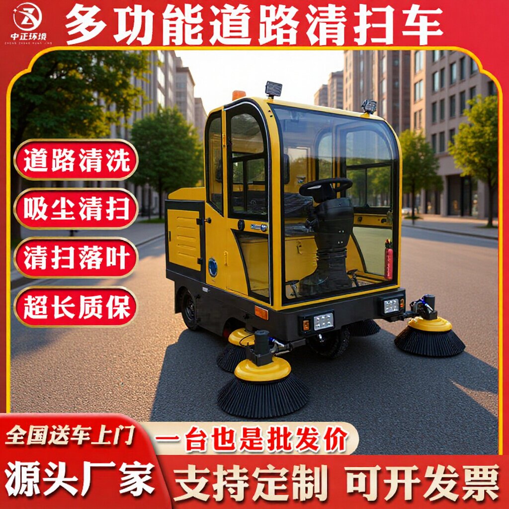环卫道路清扫车厂家现货市政多功能驾驶式电动扫地车工业清扫车