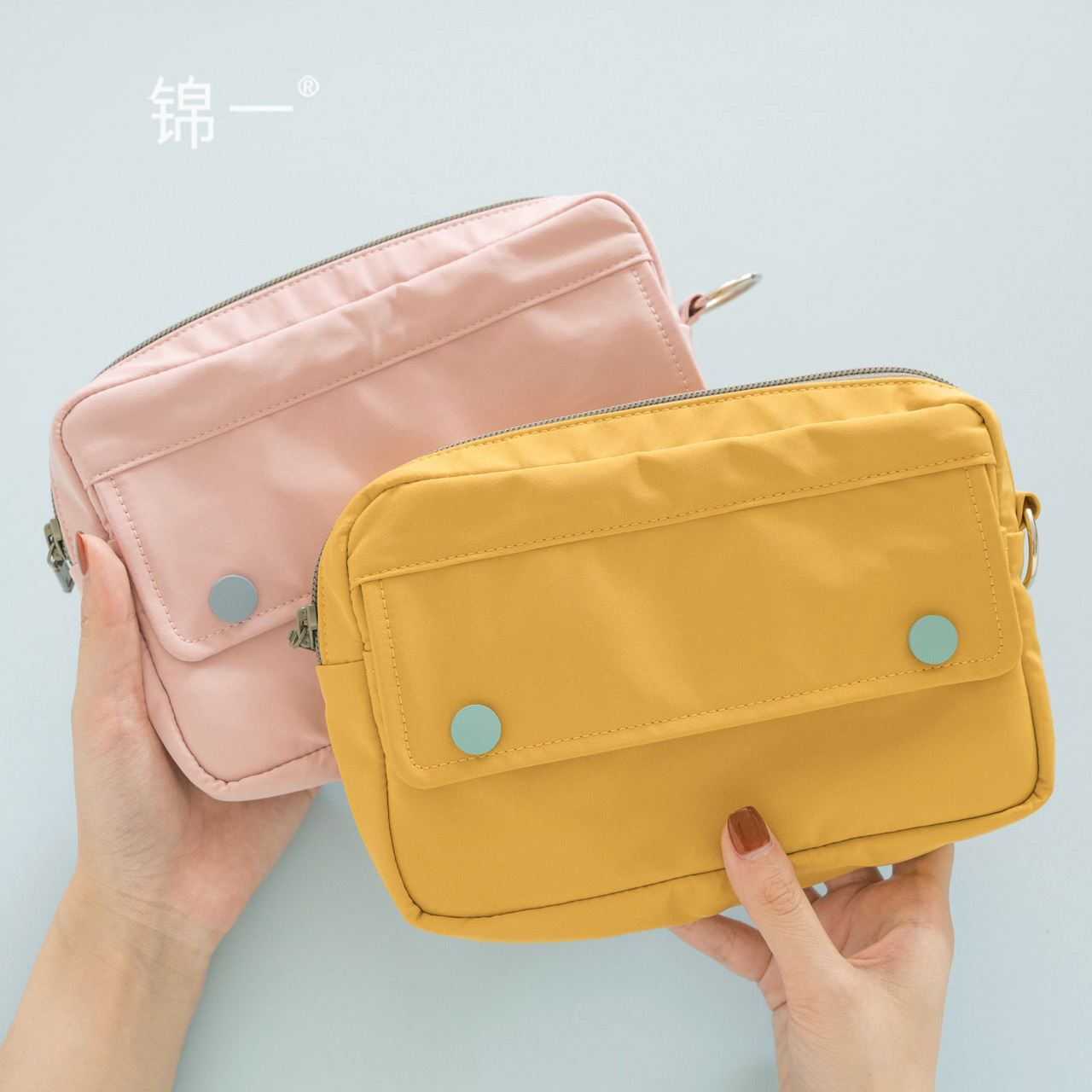 锦一文具 双暗扣大容量笔袋收纳包简约多功能创意高中生网红可爱