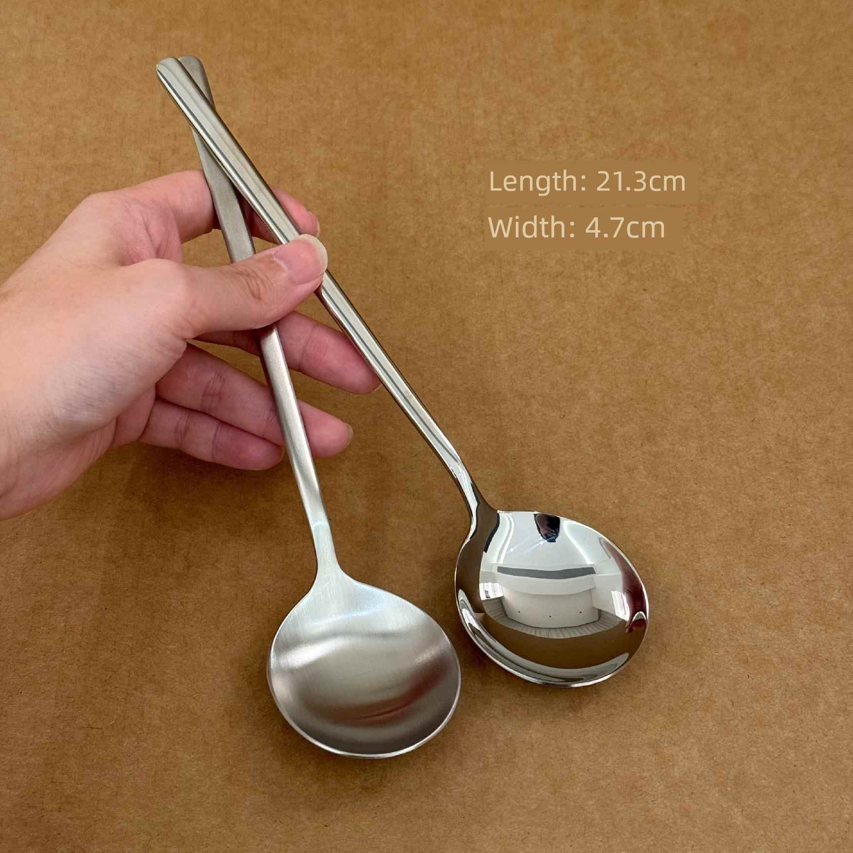 叁两勺-304食品级不锈钢家用加长加深圆头勺子调羹汤匙吃饭喝汤用