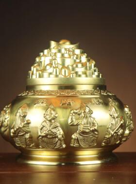 杨铜路记办公室摆铜聚盆五路聚宝盆五件财神聚宝宝QCO盆开盖