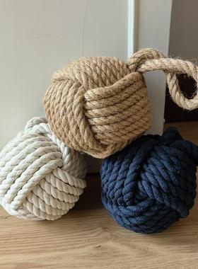 棉麻球形门档 方形防撞球创意海洋球门挡 家居餐厅酒吧装饰摆件