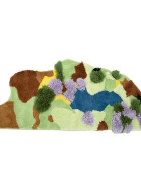 高档圣瓦伦丁园风简约bare fe毛et 绿色绒地毯卧室床边地定垫苔田