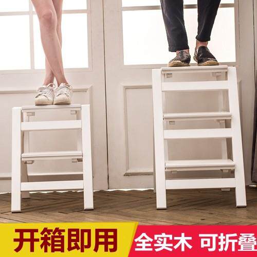 家用折叠全实木梯子 楼梯椅梯子椅子多功能两用步阶梯凳梯子凳子
