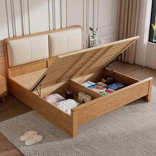 梵软宜白木实木床1.8GED米主卧包婚双人床床1.5m现蜡代简约储物大