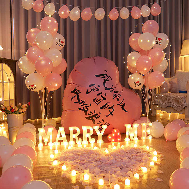 2025新款生日求婚表白气球装饰加厚白金求婚表白浪漫室内布置,节庆用品/礼品,吊顶纱幔,淘宝优惠券,粉丝福利购,淘宝优惠卷