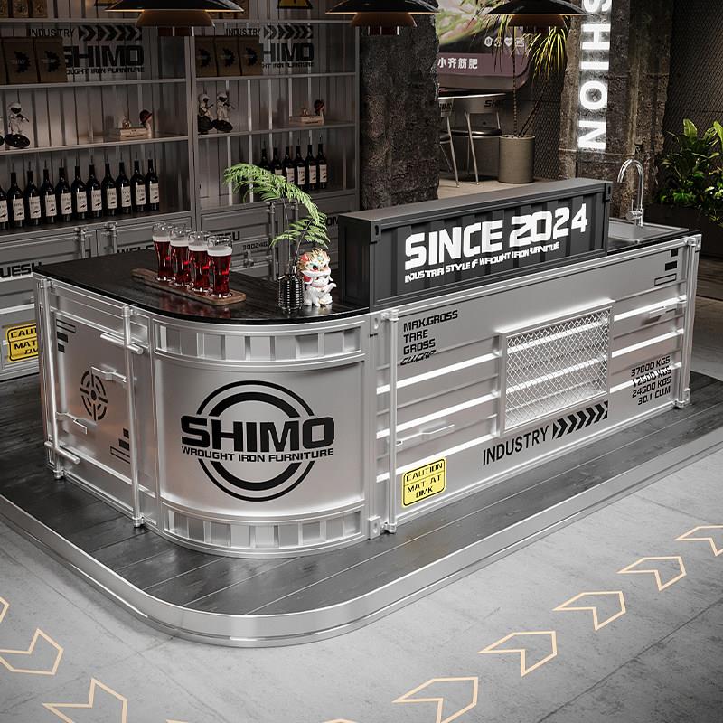 吧台收银柜台酒吧饭厅健身房超市网红潮店工业风前台店铺小型接待图片
