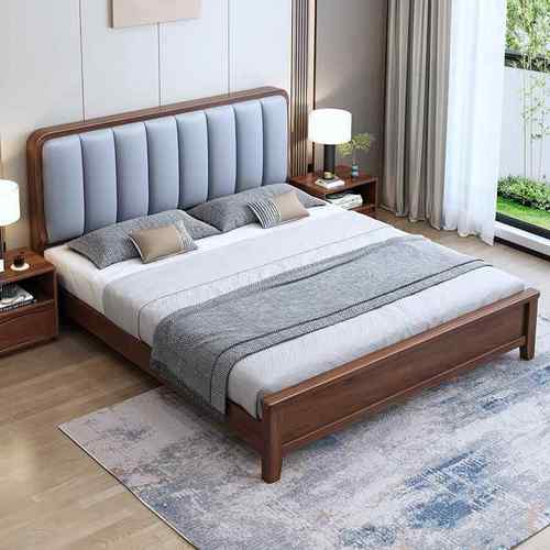 中式桃木1.胡5米实木床米简约现代1.8双MBF人软靠新气压抽屉储物