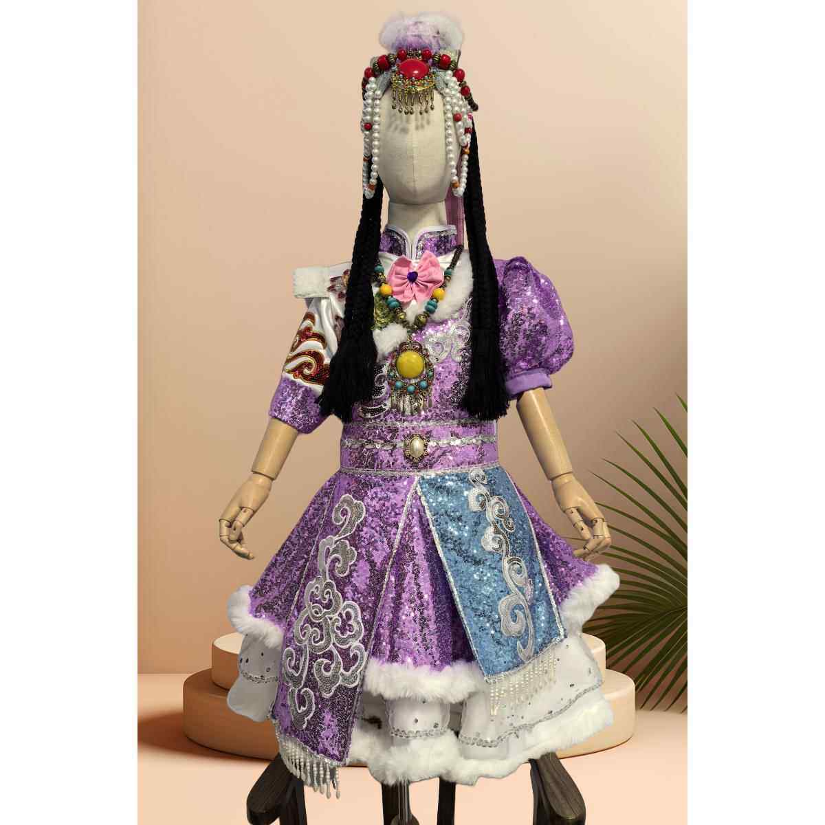 正品儿童藏族服饰蒙古舞蹈服表演服女童族舞台族歌唱艺民考洁白的