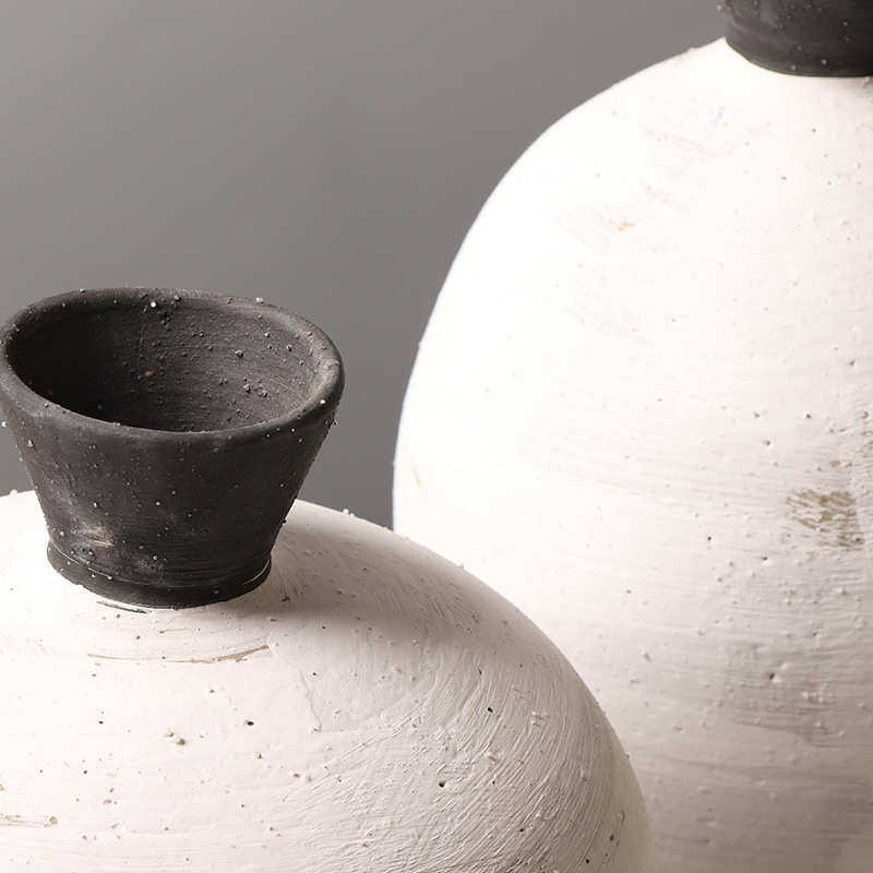侘寂风陶泥花瓶 粉引插花花器 日式复古拼色茶室插干花装饰品摆件,家居饰品,花瓶,淘宝优惠券,粉丝福利购,淘宝优惠卷