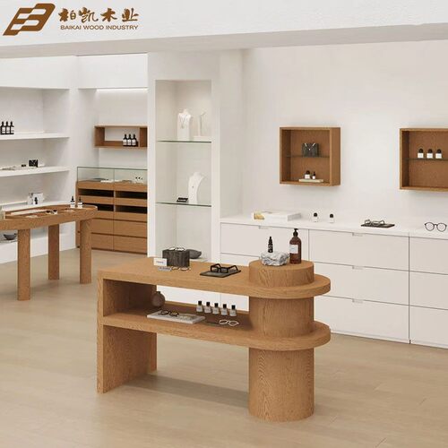 简约香氛精油店高底流水台茶具展示柜促销展示台服装中岛圆柱台桌