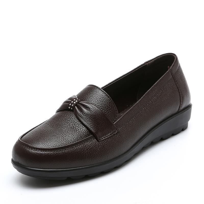 高档织丽妈妈鞋秋软底真皮包鞋一脚蹬大中年3尺码女鞋春41一4中老