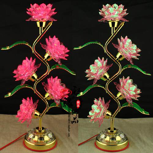 高档L五品七彩仿水晶D莲花灯灯佛供灯佛堂佛前长明佛台E用品家用