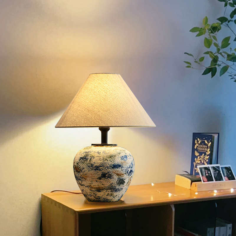 侘寂风手工陶罐台灯日式民宿设计师客厅卧室床头装饰台灯,家装灯饰光源,装饰台灯,淘宝优惠券,粉丝福利购,淘宝优惠卷