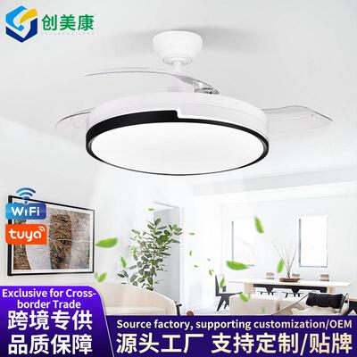 现代简约智能隐形风扇灯吸顶卧室风扇灯餐厅客厅吊扇灯家用风扇灯