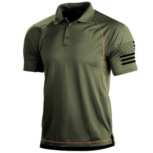Men’s Fashion Short-Sleeve Turn-Down Collar Polo Shirt —
