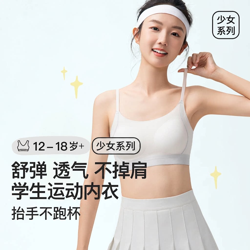 少女内衣二三阶段儿童青春期发育期初高中学生透气运动文胸背心