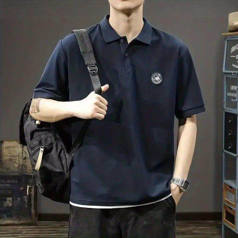 男士大码休闲速干翻领衬衫美式短袖polo衫男宽松T恤夏季男生夏装