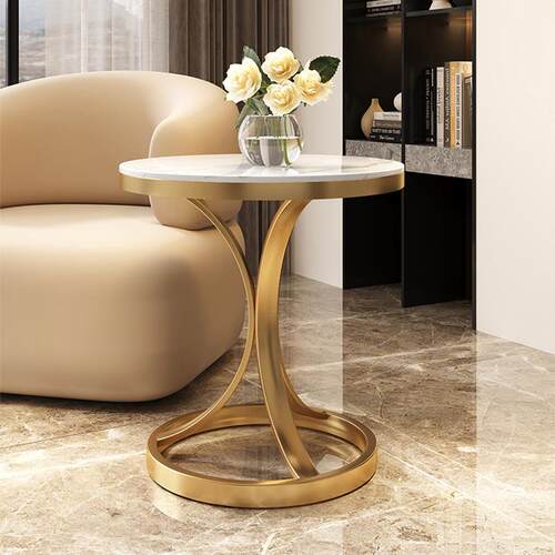 奶风轻边奢油岩几板边小茶几客厅沙发角几简H536H50约可移动阳台