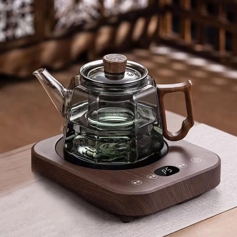 玻璃煮茶壶耐高温过滤木把泡茶壶家用电陶炉新款煮茶器茶具套组
