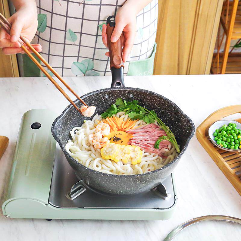 麦饭石炒锅加厚深不粘锅平底锅煎锅炒菜锅煮炖多用锅家用小炒锅