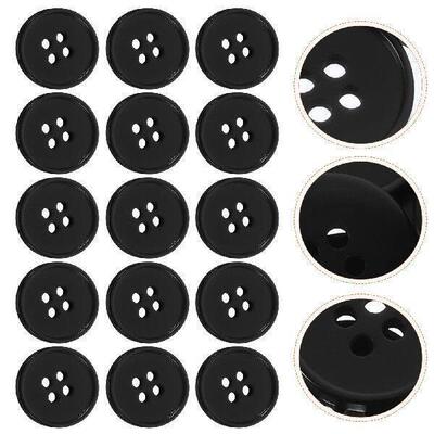 100 Pcs Black Resin Buttons Clothes Big Large 4 Hole DIY