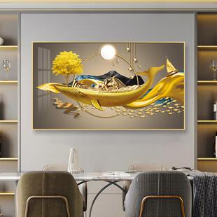 餐厅装饰画现代轻奢饭厅餐桌背景墙面壁画横版酒店挂画2025年新款