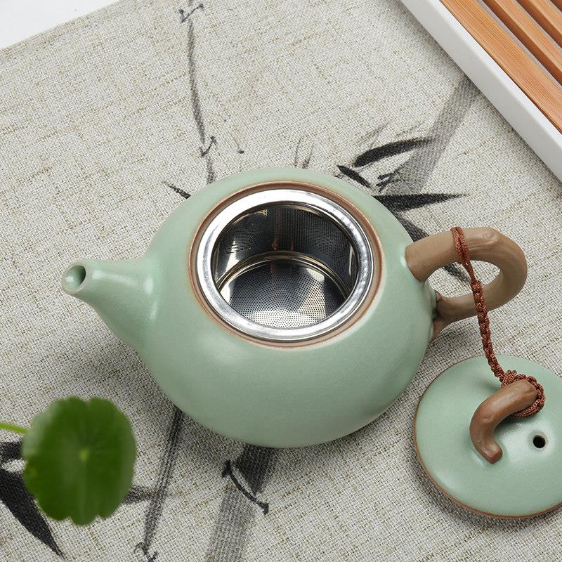 汝窑茶壶 过滤网内胆 可养开 片汝瓷 陶瓷小号泡茶器功夫茶具单壶