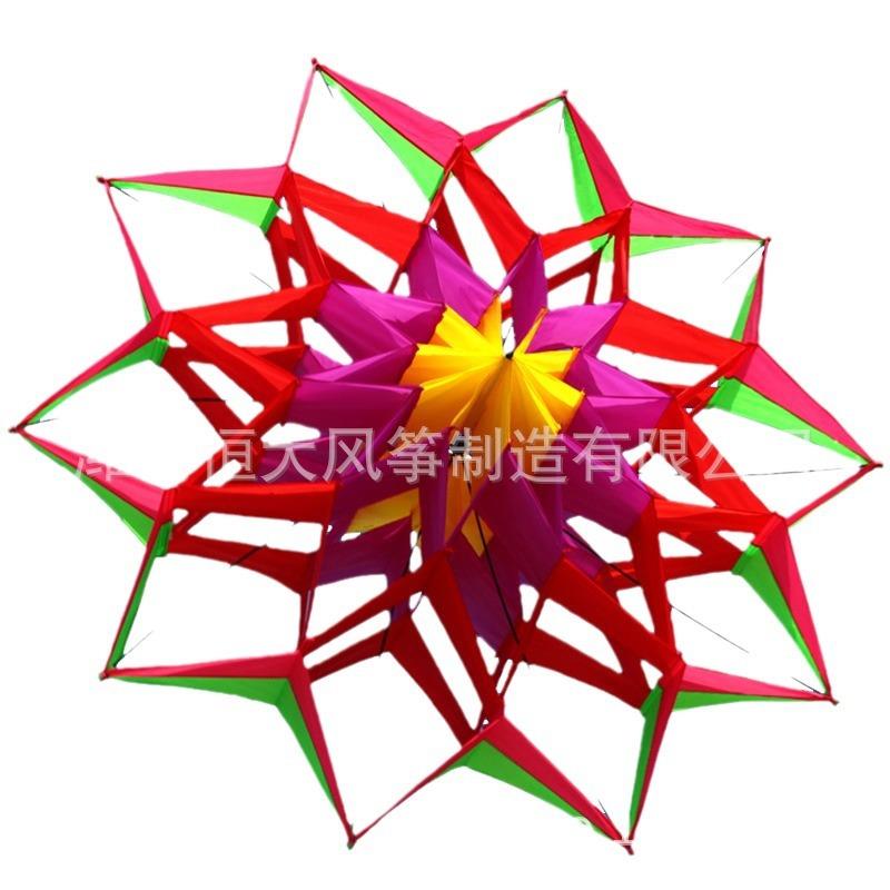 潍坊风筝立体风筝并蒂莲，立体莲花，雪莲花好组装好飞