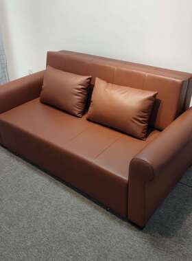 沙发床两用可折叠储物功能一字型1.8米三人位小户型简约皮沙发床