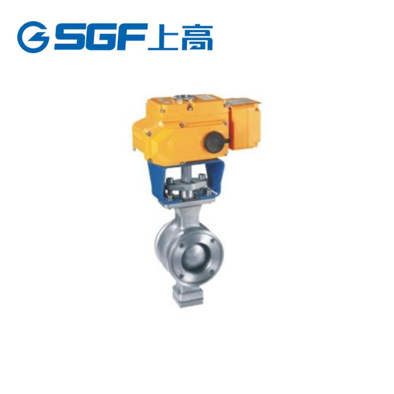 电动V型调节球阀 VQ977F/H 碳钢对夹式防爆切断调节阀 V型球阀