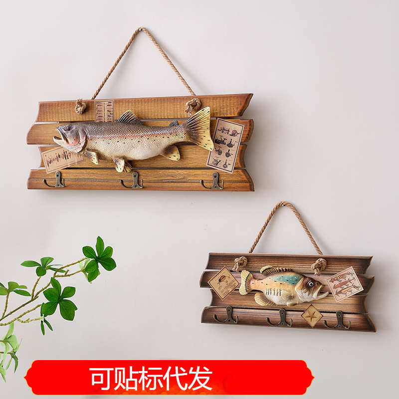 仿古做旧创意款欧式仿真鱼挂件木质工艺品墙面壁挂挂饰批发